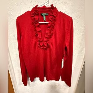 NWT Lauren Ralph Lauren Women's Size L Red Blouse  red